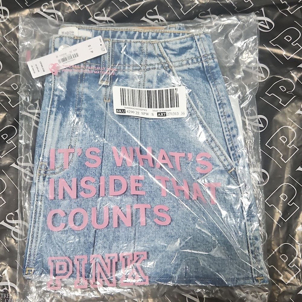 Denim by PINK Pleated Mini Skirt NEW MSRP $50 Bright Wash Denim Size SMALL - Picture 13 of 14